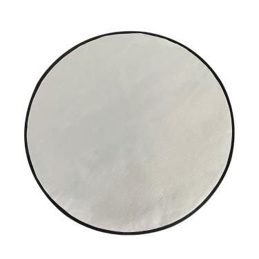 Imagem de RUNGEASINI Tapete para churrasqueira de 91,44 cm para acampamento ao ar livre, à prova de fogo, redondo, para lareira interna, à prova de óleo, impermeável, resistente ao calor, protetor para decks de mesa, pátio, grama e churrasqueira (prata)