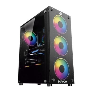 Imagem de Gabinete Gamer Hayom USB 3.0 Lateral de Vidro Temperado 4 Fans RGB GB1