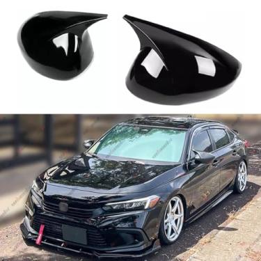 Imagem de WheelX 2 peças de capas de espelho lateral retrovisor compatíveis com Honda Civic 2022-2025, estilo buzina M, adequado para modelos de seta de espelho lateral, proteção de espelho lateral do motorista