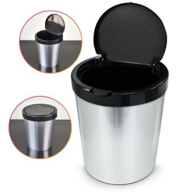 Imagem de Lixeira Arqplast inox tampa click label redonda 10L