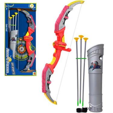 Imagem de Arco E Flecha Dm Sports Com Luz 3 Flechas E Alvo - Dm Toys, Vermelho
