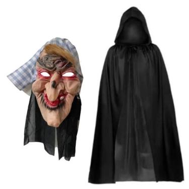Imagem de Fantasia Bruxa Realista Lingua Macara e Capa Preta Halloween - 7 lobos