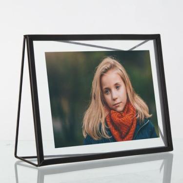 Imagem de Porta Retrato Moldura De Metal Preto Com Vidro Foto 13x18 - MORI, Pret