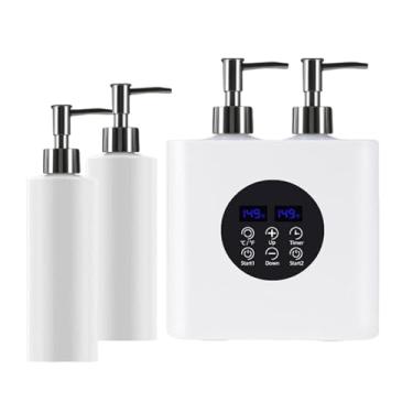 Imagem de shamjina Aquecedor de óleo de massagem Mensagem Aquecedor de óleo Temperatura ajustável e constante com display LED Aquecedor de garrafa de loção profissional, Branco