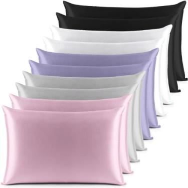 Imagem de Kit 10 Fronhas ( 5 Pares ) Charmousse Seda Cetim Alto Brilho Anti Friz