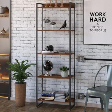 Imagem de Estante para Livros Dynamica 5 Prateleiras Nogal/Preto 11064 - Compace