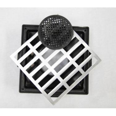 Imagem de Grelha Pluvial 20X20 Reta Aluminio com Coletora Saída Baixa e Tela Ant