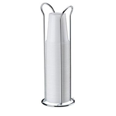 Imagem de Suporte Organizador Porta Copos Descartáveis 200ml Aço Cromado 1148 - 