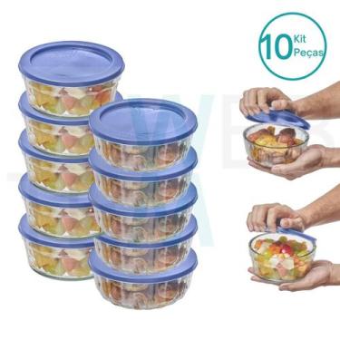 Imagem de Kit 10 Potes Tigela de Vidro com Tampa Plástica Laguna 750ml e Oceani 