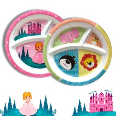 Imagem de Jogo 2 Pratos Infantil Baby com Divisórias para Meninas Kids - Sk