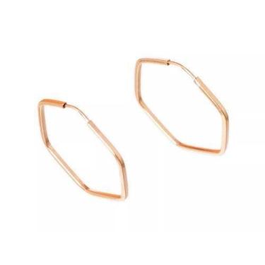 Imagem de Brincos Feminino Ouro 18k 750 Argola Sextavada - DG Presentes