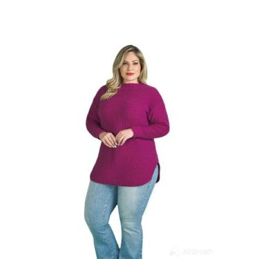 Imagem de Casaco Feminino Tricô Plus Size Gola Canoa Poncho plus size Ref.52809 