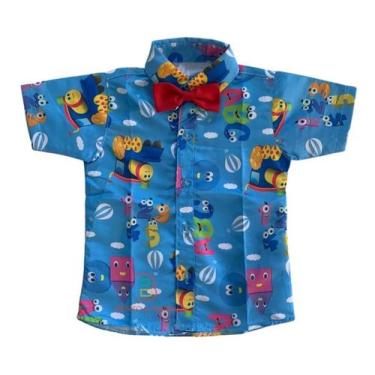 Imagem de Camisa Infantil Temática Bob Trem + Gravata - Pequenos Encantos Baby, 