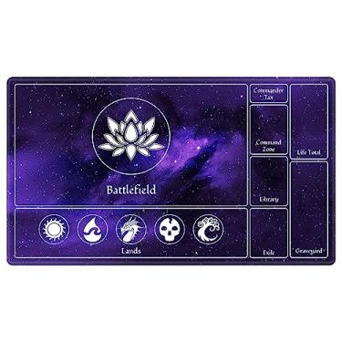 Imagem de EDGFRTOIO MTG Playmat Stitched with Magic Zone for MTG Card Game Playing, Commander Board Game Desk Mat Duel Mat Card Battles Binder Deck 24x14inches for Beginner, Galaxy Purple Mana