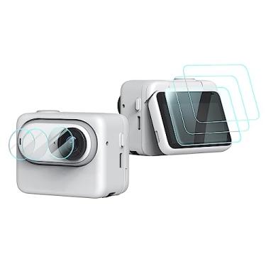 Imagem de debous Protetor de tela para lente LCD Insta360 GO 3 antiarranhões vidro temperado capa protetora rígida (3 + 3 peças)