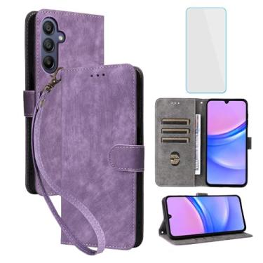 Imagem de IUQXU Capa carteira para celular Samsung Galaxy A16 5G/4G com protetor de tela [bloqueio RFID] couro flip porta-cartões mulheres homens capa para celular para Samsung A 16 5 G SM-A166 Galaxy 16A 4G