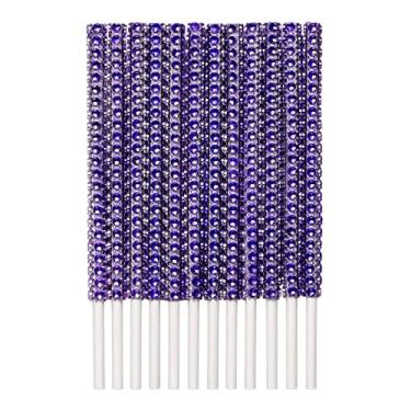 Imagem de Palitos de papel brilhantes de strass para bolo pirulito pop maçã doce buffet petisco lembrancinha de festa 15 cm (azul royal, 24)