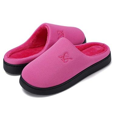 Imagem de Pantufas de espuma viscoelástica para sapatos casuais femininos e masculinos, Vermelho rosa, 5-6 Women/3-4 Men
