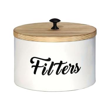 Imagem de Ioensy Suporte para filtro de café Farmhouse Lata de chá Sacos de chá herméticos Caixa de armazenamento para chá de folhas soltas de açúcar para casa, Branco