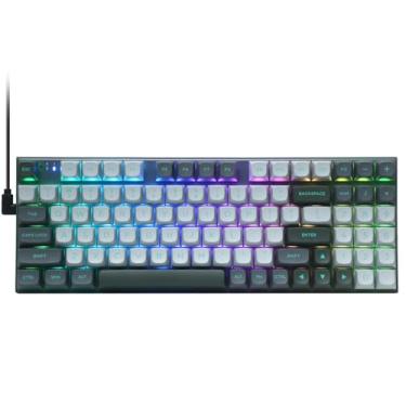Imagem de E-Yooso Teclado para jogos de gatilho rápido, interruptor magnético de efeito Hall, acionamento ajustável, taxa de pesquisa de 8 K, retroiluminação RGB, 80% compacto com fio com teclado numérico para