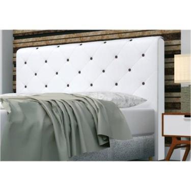 Imagem de Cabeceira Giovana Cama Box Casal Super King 195cm Botões Napa Branco -