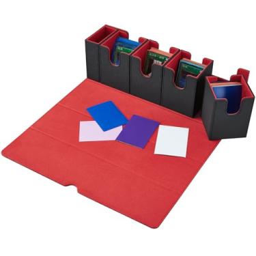 Imagem de FOTEEMO Card Deck Box For MTG, 5 in 1 Commander Box Magic Gathering Box Trading Card Deck Storage Box Holding 400+ Unsleeved Cards Strong Magnet Yugioh Deck Box (Black and Red)