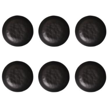 Imagem de Conjunto De Pratos Fundos 06 Peças Linhas Preto Matte Porto Brasil