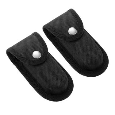 Imagem de 2 pacotes de bainha de nylon para canivetes, bolsa multiferramentas de 10 cm, bainha de cinto dobrável com fecho de pressão e alça de cinto de transporte vertical, estojo multiferramentas para uso