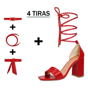 Imagem de Sandália Troca Tira Salto Alto Grosso Luiza Sobreira Vermelha Mod. 219