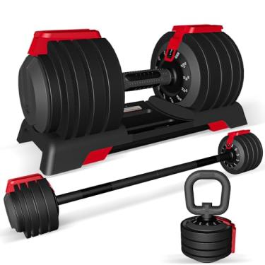 Imagem de Houbos Haltere ajustável, peso ajustável de 23,8 kg, halteres de ajuste rápido de 1 segundo, 12 pesos livres com alça de metal antiderrapante, equipamento de treino de ginástica em casa para homens e