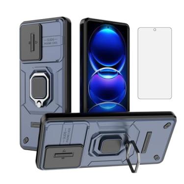 Imagem de Asuwish Capa de celular para Xiaomi Redmi Note 12 Pro Plus com capa deslizante para câmera de vidro temperado, suporte de anel, resistente, fino, protetor de célula híbrida de grau militar, 12 pro+,