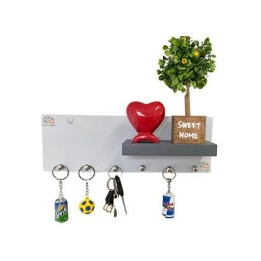 Imagem de Porta Chave de Parede MDF Organizador Com Suporte Para Carteira e Ocul
