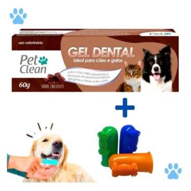 Imagem de Kit Dedeira + Pasta Dente + Spray Bucal Pet Clean Cachorro, pastaMENTA