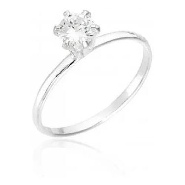 Imagem de Anel Solitário Noivado ou Formatura Prata 925 Legitima Pedra Zircônia 
