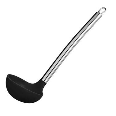 Imagem de Concha de Silicone e Cabo em Inox Utensilio de Cozinha - Unyhome, Pret