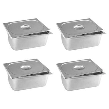 Imagem de Cuba Gn Com Tampa Inox 1/1x150mm  E0,7 Kit 4pçs - Ipe Cozinhas