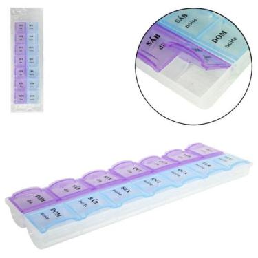 Imagem de Porta comprimido de plastico r semanal dia e noite com 14 compartiment