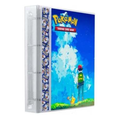 Imagem de Pasta Fichário Álbum Cartas Cards Pokémon Ash e Pikachu com 10 Folhas 
