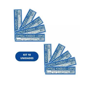 Imagem de Comanda Fichinha Numerada Controle 2 Corpos Bloco Kit C/10 - Tamoio