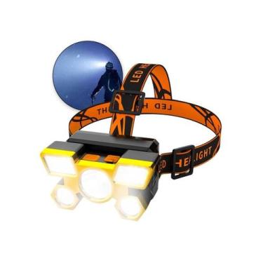 Imagem de Lanterna De Cabeça 5 Leds Potentes Recarregável - MDV, Preto