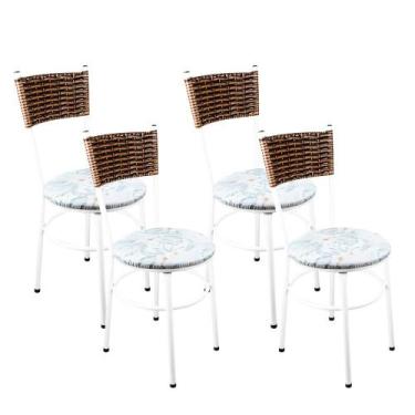 Imagem de 4 Cadeiras Branca Para Cozinha Viena Avelã - Laumar, Floral Gelo