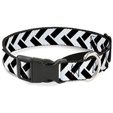 Imagem de Buckle-Down MGC-W31013-WM Coleira para cães com estampa de chevron irregulado branca/preta, média
