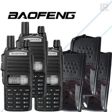 Imagem de Kit 3 Capas Em Couro Para Rádio Comunicador Baofeng UV-82 - CAPAS LELL