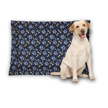 Imagem de Caminha Para Cachorro Pet Pequeno - azul com patas e ossos - Tati Enxo