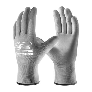 Imagem de COOLJOB 12/60 Pares De Luvas De Trabalho De Segurança A Granel Com Aderência, Luvas Ultraleves De Calibre 13 Com Imersão Em Pu Para Jardinagem, Trabalho Em Depósito, Luva Leve Respirável De Poliuretan