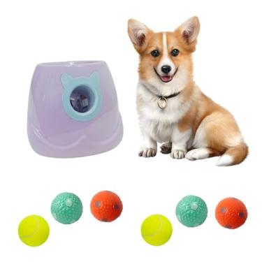 Imagem de ptlsy lançador automático de bolas para cães, máquina interativa de lançamento interno de bolas para animais de estimação para cães de pequeno e médio porte, 3 bolas incluídas (2 polegadas)