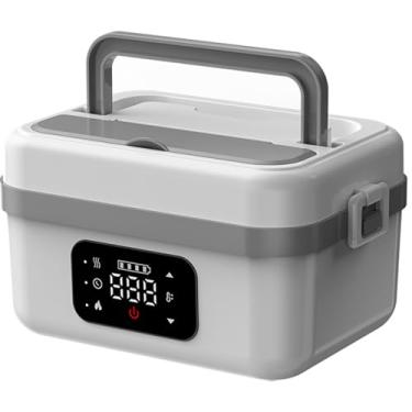 Imagem de LWCHUANG 60w Lancheira elétrica aquecida, Lancheira aquecida sem água, Lancheira portátil isolada de 1l, Selo duplo e à prova de vazamento, Lancheira aquecida alimentada por bateria