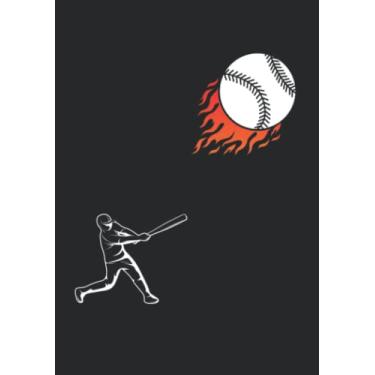 Imagem de Notizbuch A5 dotted, gepunktet, punktiert mit Softcover Design: Baseball Flammen Pitcher Catcher Baseballmannschaft: 120 dotted (Punktgitter) DIN A5 Seiten