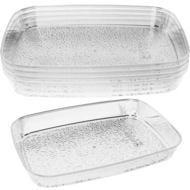Imagem de Bandeja de servir transparente, pacote com 4 pratos de acrílico profundo à prova de derramamento para mesa de café, armário de penteadeira e balcão de banheiro, organizador de exibição decorativa,