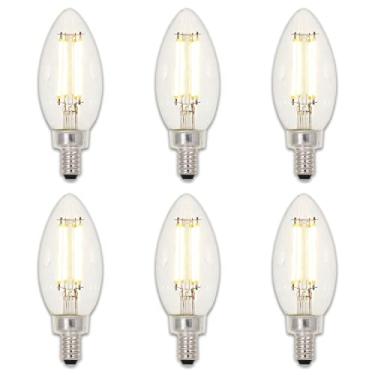 Imagem de Westinghouse Lighting Lâmpada de LED de filamento regulável equivalente B11 de 40 watts transparente 3517120 com base de candelabro (pacote com 6)